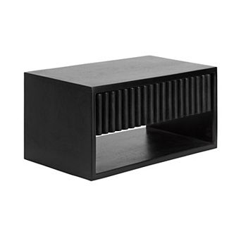 Reid Floating Wood Side Table with Open Storage