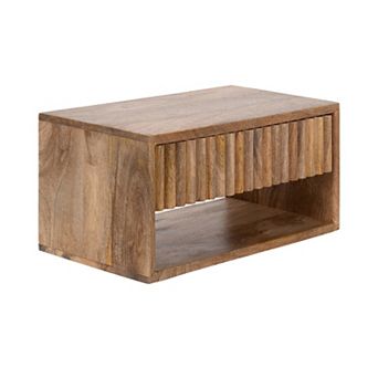 Reid Floating Wood Side Table with Open Storage