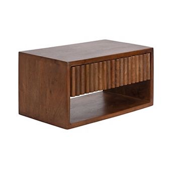 Reid Floating Wood Side Table with Open Storage