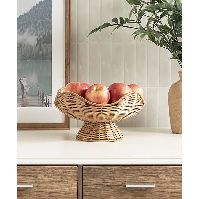Wylla Wavy Rattan Pedestal Bowl