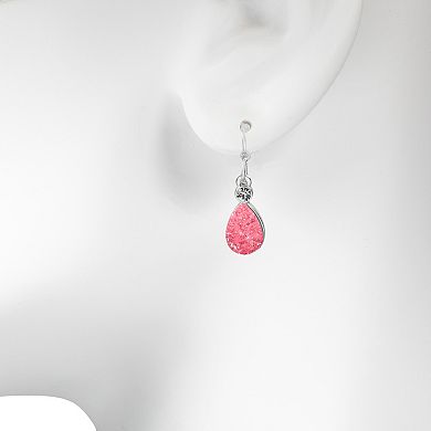 LC Lauren Conrad Silver Tone Crackled Teardrop Simulated Stone Drop Earrings