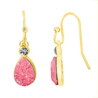 LC Lauren Conrad Silver Tone Crackled Teardrop Simulated Stone Drop Earrings