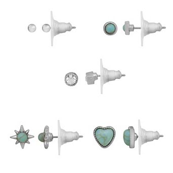 LC Lauren Conrad 5-Pair Blue Stud Earring Set