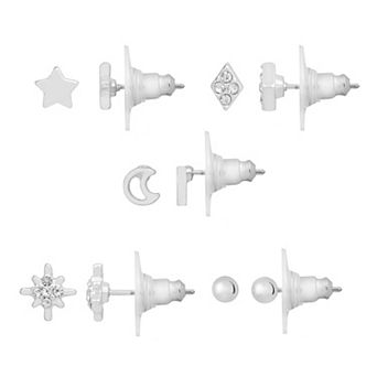 LC Lauren Conrad 5-Pair Moon & Star Stud Earring Set