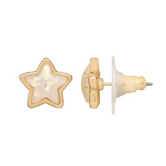 LC Lauren Conrad Gold Tone Simulated Opal Star Stud Earrings