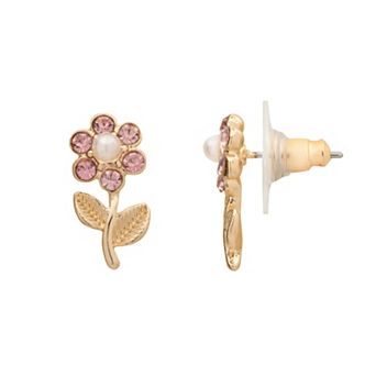 LC Lauren Conrad Gold Tone Flower With Stem Stud Earrings