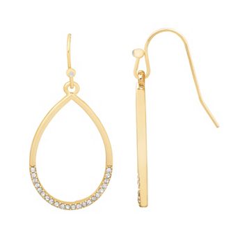 LC Lauren Conrad Gold Tone Pave Pear Drop Earrings