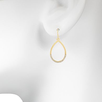 LC Lauren Conrad Gold Tone Pave Pear Drop Earrings