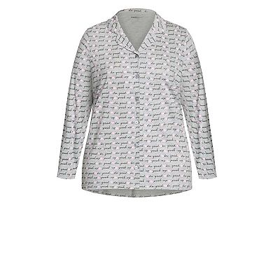 Avenue Women's Plus Size Button Through Sleep Top