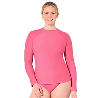 Swimsuits for All Women's Chlorine Resistant Quick-Dry Long Sleeve Swim Rash Guard