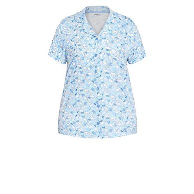 Avenue Women's Plus Size Bunny Button Up Sleep Top