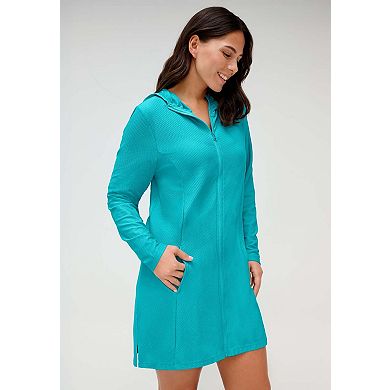 Swimsuits for All Women's Chlorine Resistant Quick-Dry Hoodie Zip Front Cover Up