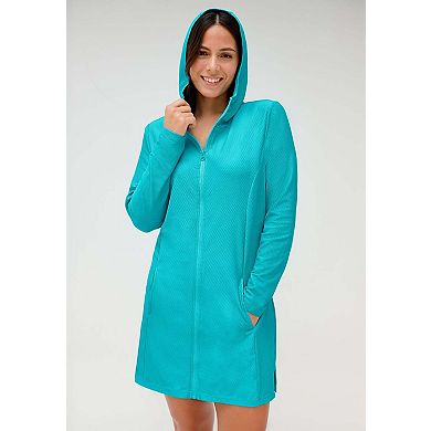 Swimsuits for All Women's Chlorine Resistant Quick-Dry Hoodie Zip Front Cover Up