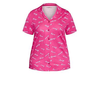 Avenue Women's Plus Size Button Sleep Top