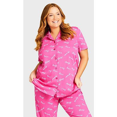 Avenue Women's Plus Size Button Sleep Top