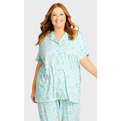 Avenue Women's Plus Size Button Up Sleep Top