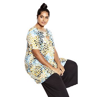 Avenue Women's Plus Size Keyla Foil Top