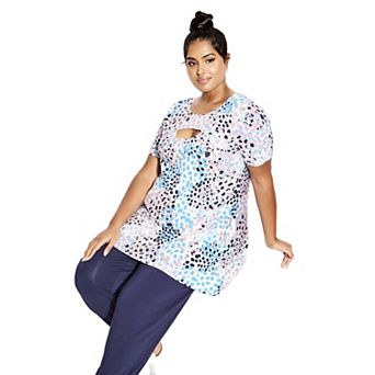 Avenue Women's Plus Size Keyla Foil Top