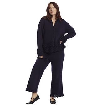 June & Vie Women's Plus Size Ruffled Peplum Cardigan Sweater