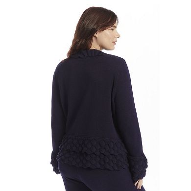 June & Vie Women's Plus Size Ruffled Peplum Cardigan Sweater