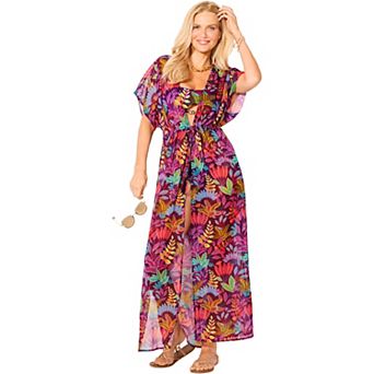 Swimsuits for All Women's Open Front Tie-Waist Maxi Cover Up