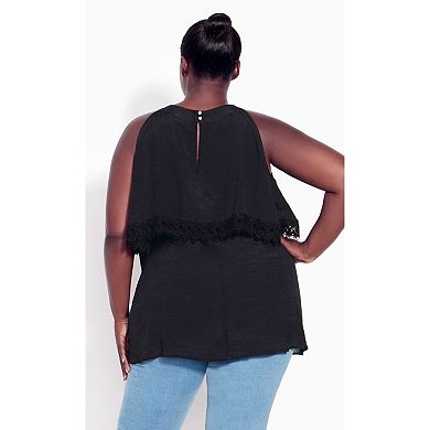 Avenue Women's Plus Size Hallie Halter Cold Shoulder Top