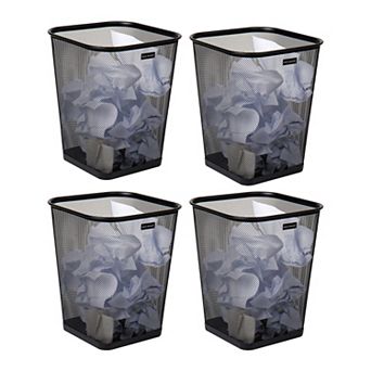 Mind Reader 5-gal. Square Mesh Metal Wire Trash Can 4-Pack