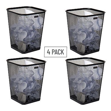 Mind Reader 5-gal. Square Mesh Metal Wire Trash Can 4-Pack
