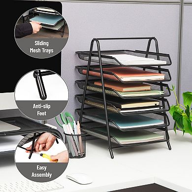 Mind Reader 6-Tier Metal Paper Tray Organizer