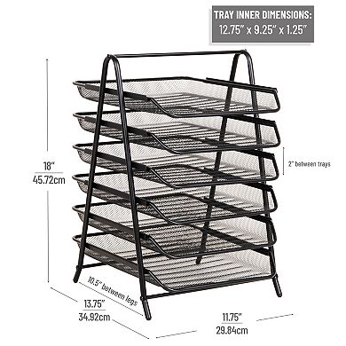 Mind Reader 6-Tier Metal Paper Tray Organizer