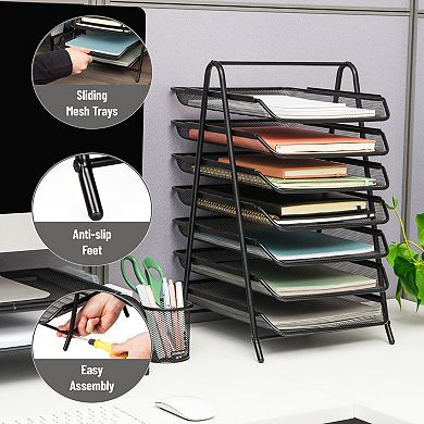 Mind Reader 7-Tier Metal Paper Tray Organizer