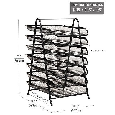Mind Reader 7-Tier Metal Paper Tray Organizer