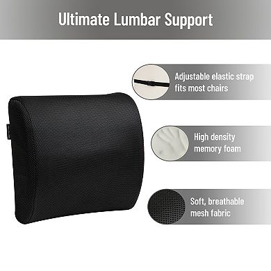 Mind Reader Lumbar Support Cushion with Air-Cloud Memory Foam