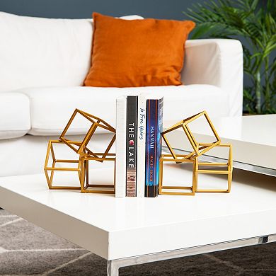 Mind Reader 2-Piece Decorative Geometric Cubes Bookend Table Decor Set