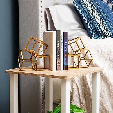 Mind Reader 2-Piece Decorative Geometric Cubes Bookend Table Decor Set