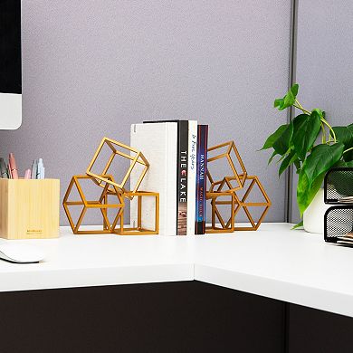 Mind Reader 2-Piece Decorative Geometric Cubes Bookend Table Decor Set