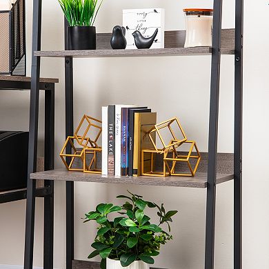 Mind Reader 2-Piece Decorative Geometric Cubes Bookend Table Decor Set