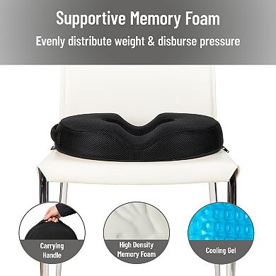 Mind Reader Ergonomic Air-Cloud Gel Donut Pillow Memory Foam Seat Cushion