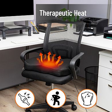 Mind Reader Heated Memory Foam Seat Cushion with Air-Cloud Support