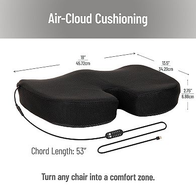 Mind Reader Heated Memory Foam Seat Cushion with Air-Cloud Support