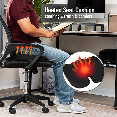 Mind Reader Heated Memory Foam Seat Cushion with Air-Cloud Support