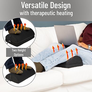 Mind Reader Heated Memory Foam Footrest with Adjustable Height & 4 Heat Settings