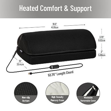 Mind Reader Heated Memory Foam Footrest with Adjustable Height & 4 Heat Settings