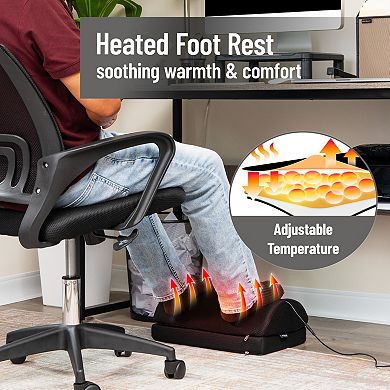 Mind Reader Heated Memory Foam Footrest with Adjustable Height & 4 Heat Settings