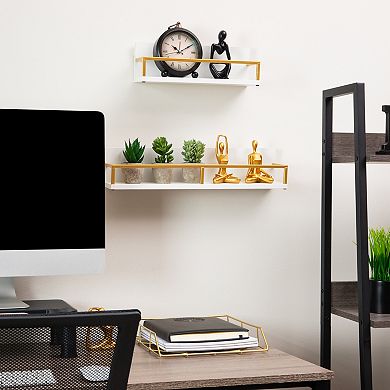 Mind Reader Wall-Mounted Floating Shelves Office Organizers Set of 2