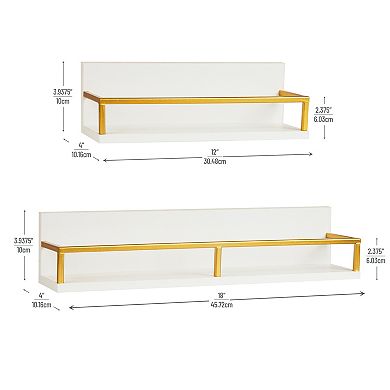 Mind Reader Wall-Mounted Floating Shelves Office Organizers Set of 2
