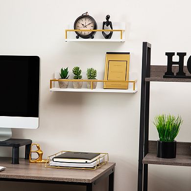 Mind Reader Wall-Mounted Floating Shelves Office Organizers Set of 2