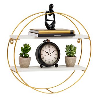 Mind Reader Floating Round Wall Shelves with Dual Display Shelves