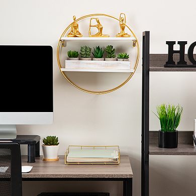 Mind Reader Floating Round Wall Shelves with Dual Display Shelves