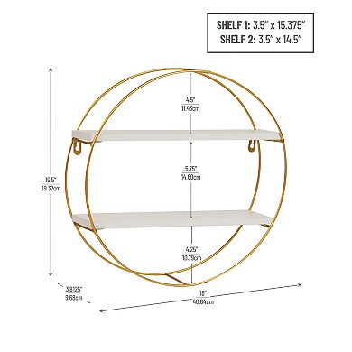 Mind Reader Floating Round Wall Shelves with Dual Display Shelves